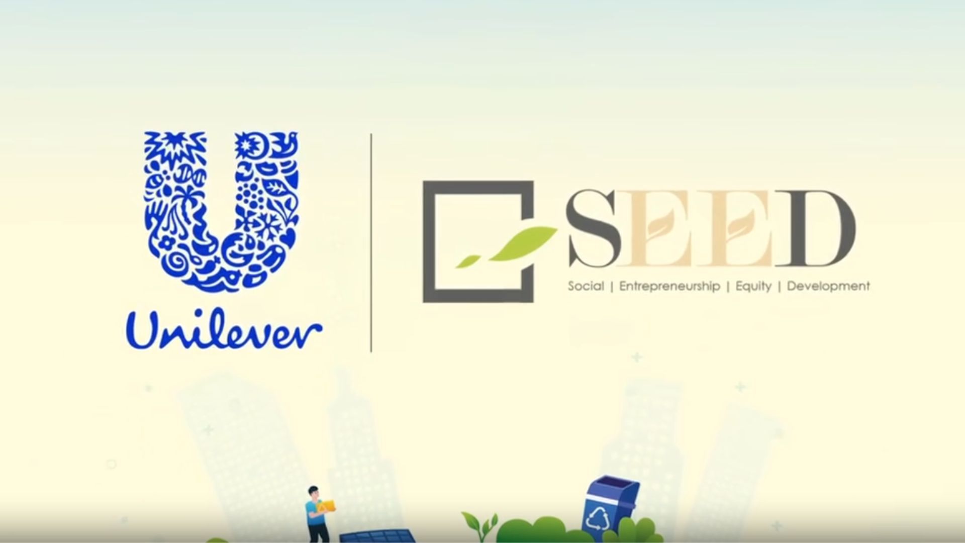 Unilever and SEED logos side by side, highlighting a partnership on social entrepreneurship and development.