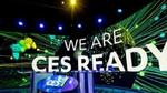 Floor of Consumer Electronics Show 2023 in Las Vegas, with banner image with words ‘We are CES ready’