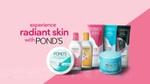 A collection of Pond's products and a text that reads "Experience radiant skin with Pond's".