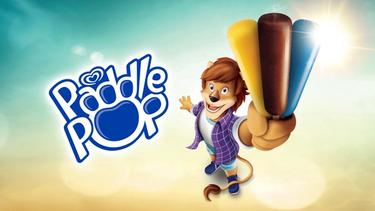 Paddlepop lion mascot holding ice cream